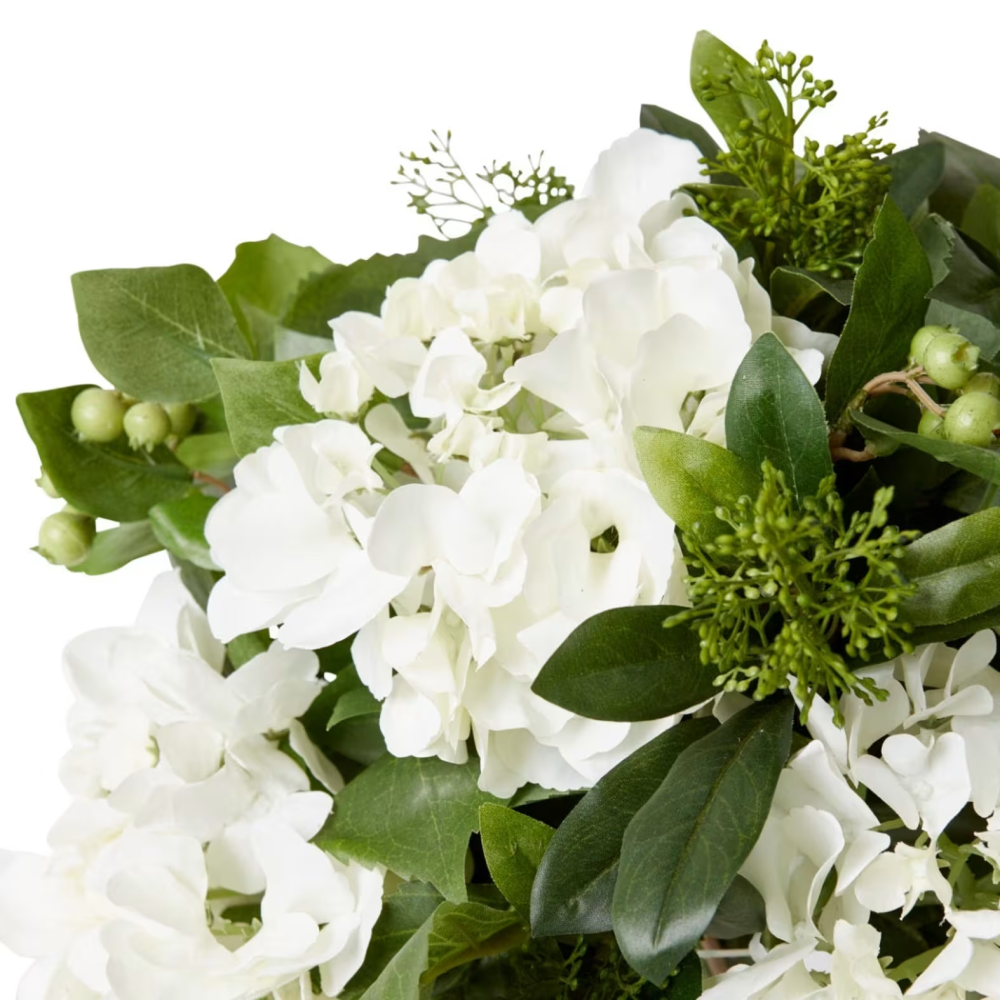 Artificial Hydrangea Berry Mix in Allira Vase - White - 43cms