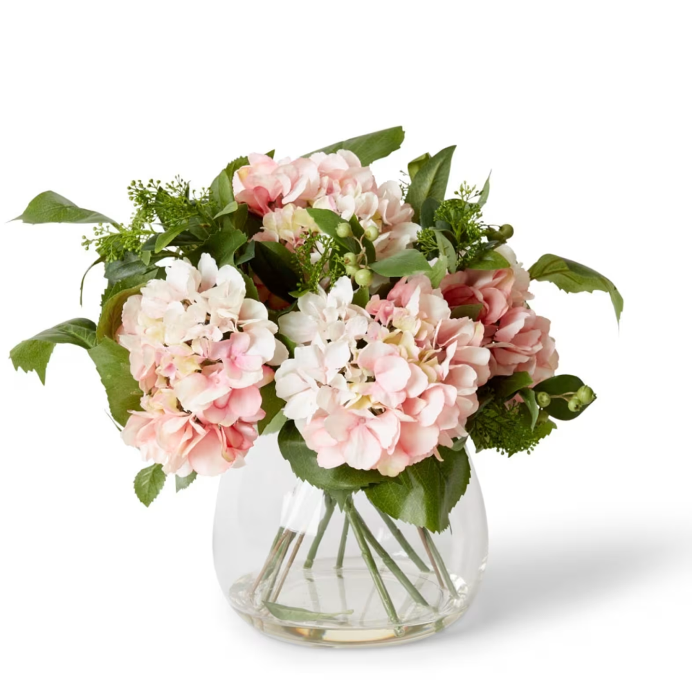 Artificial Hydrangea Berry Mix in Allira Vase - Pink - 43cms