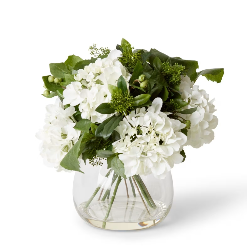 Artificial Hydrangea Berry Mix in Allira Vase - White - 43cms
