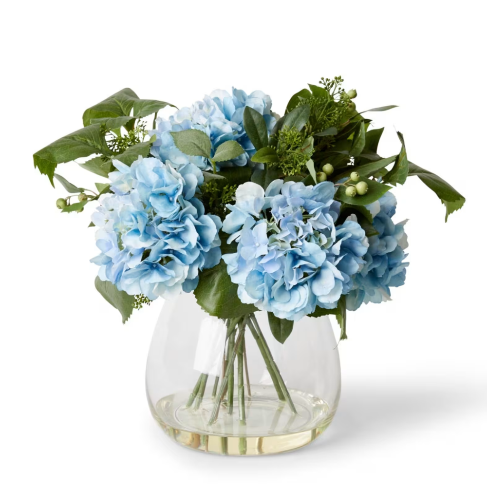 Artificial Hydrangea Berry Mix in Allira Vase - Blue- 43cms