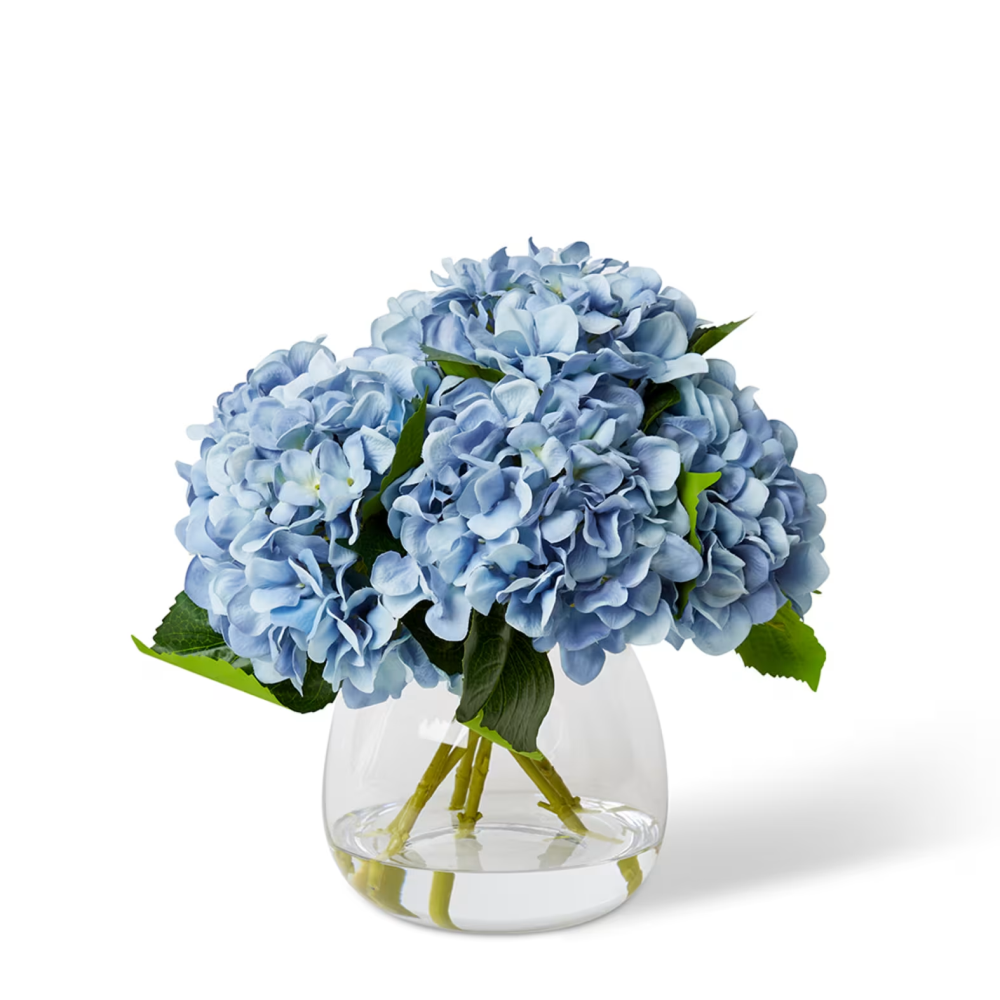 Artificial Hydrangea Plant Pot - Alma Vase - Blue- 37cms