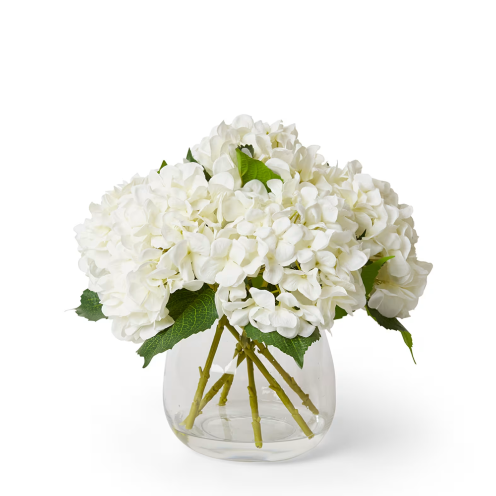 Artificial Hydrangea Plant Pot - Alma Vase - White - 37cms