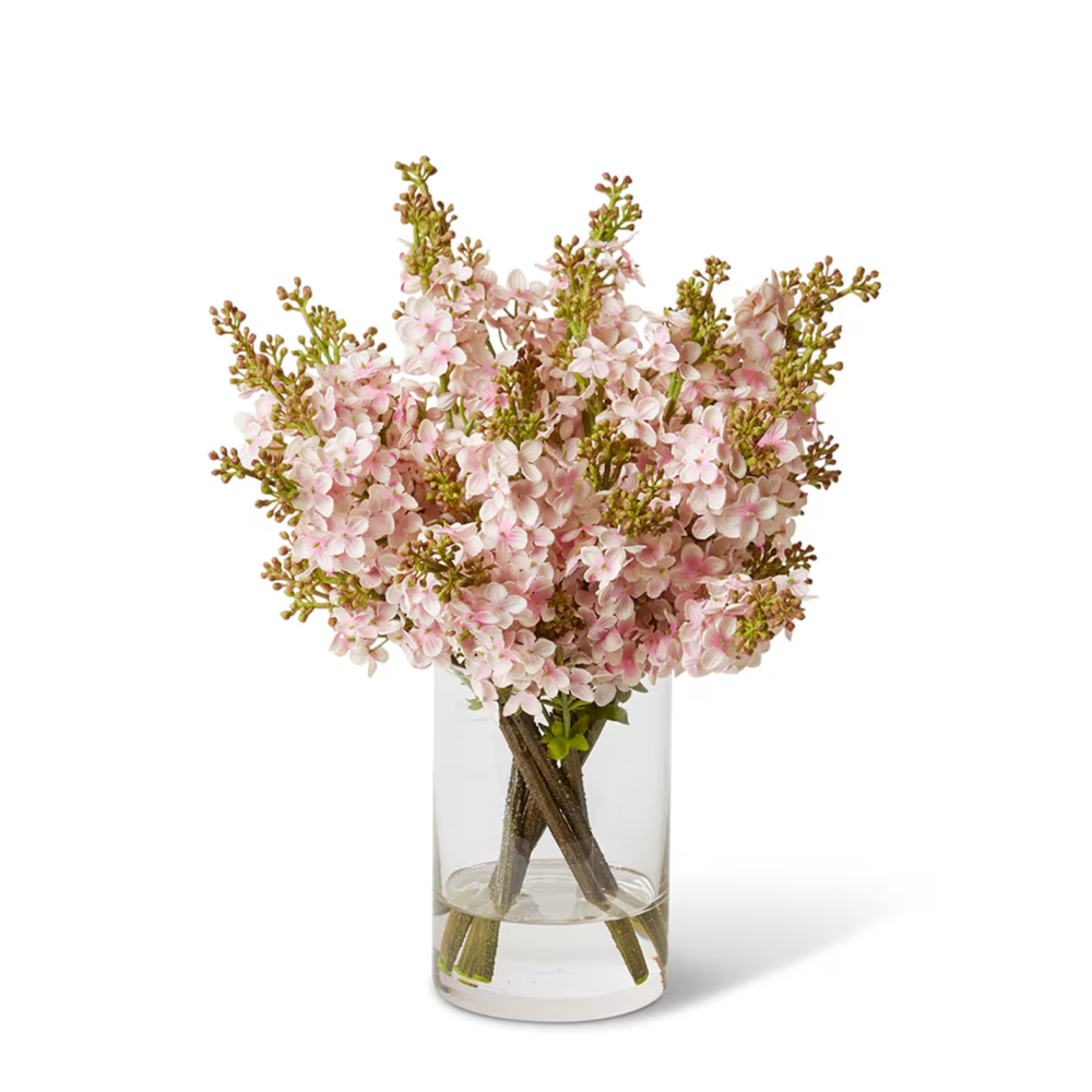 Artificial Lilac-Cylinder Plant Vase - Pink - 36cms
