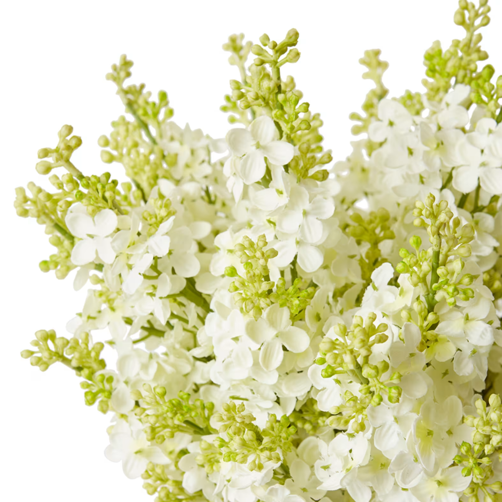 Artificial Lilac-Cylinder Plant Vase - White - 36cms