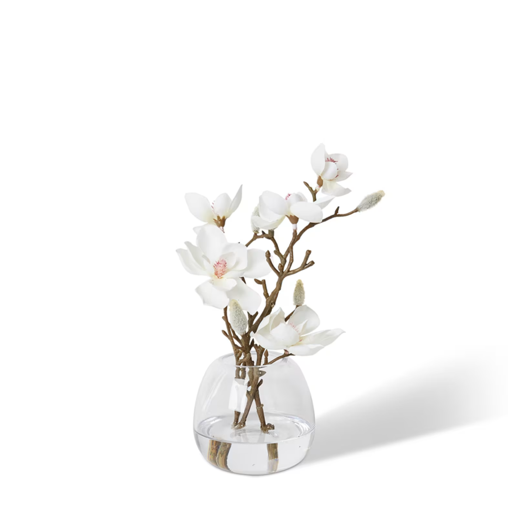 Artificial Mini Magnolia Alma Plant Vase - White- 27cms