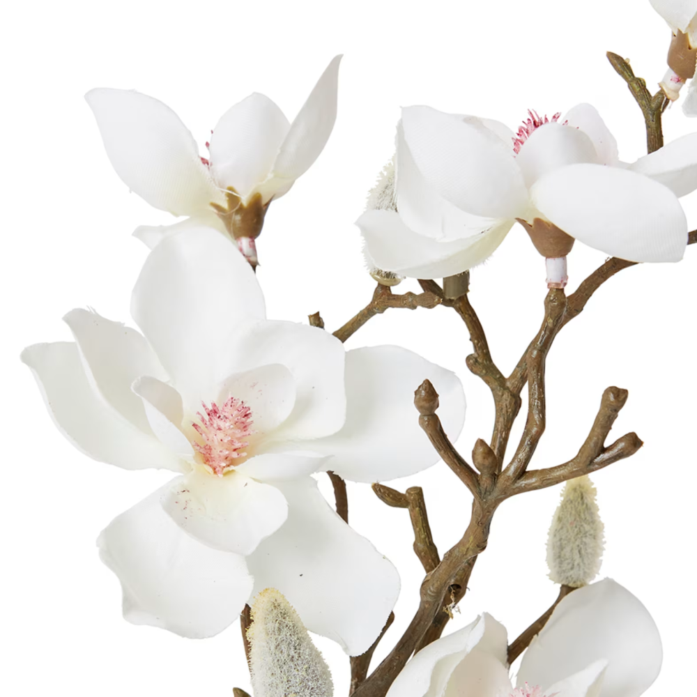 Artificial Mini Magnolia Alma Plant Vase - White- 27cms