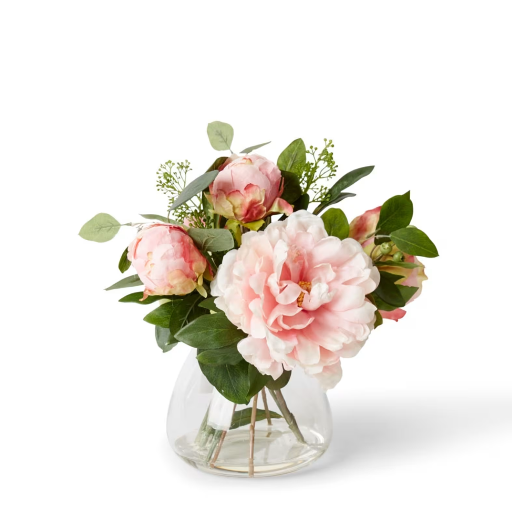 Artificial Peony Mix Plant Stem- Allira Vase - Pink - 36cms