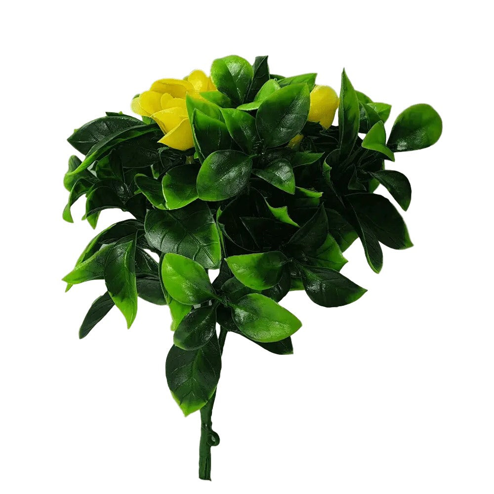 Artificial UV Resistant Flowering Yellow Rose Stem 30cms