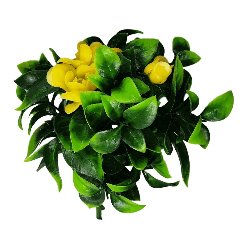 Artificial UV Resistant Flowering Yellow Rose Stem 30cms