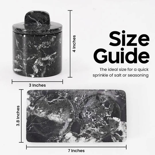 Artisan Marble Salt Cellar With Tray - Black