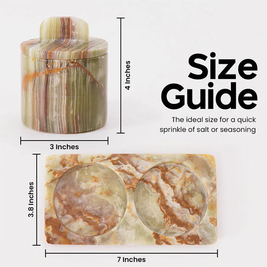 Artisan Marble Salt Cellar With Tray - Green