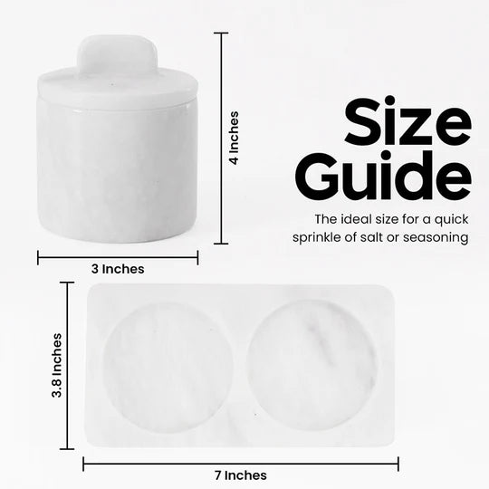 Artisan Marble Salt Cellar With Tray - White