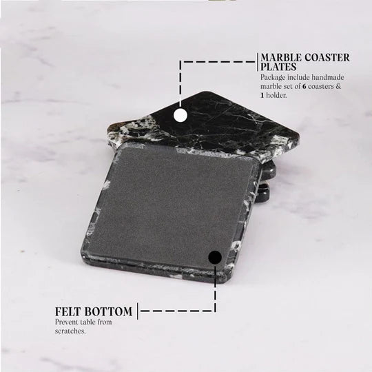 Square Marble Bliss Coaster Set - Available in 4 Colors