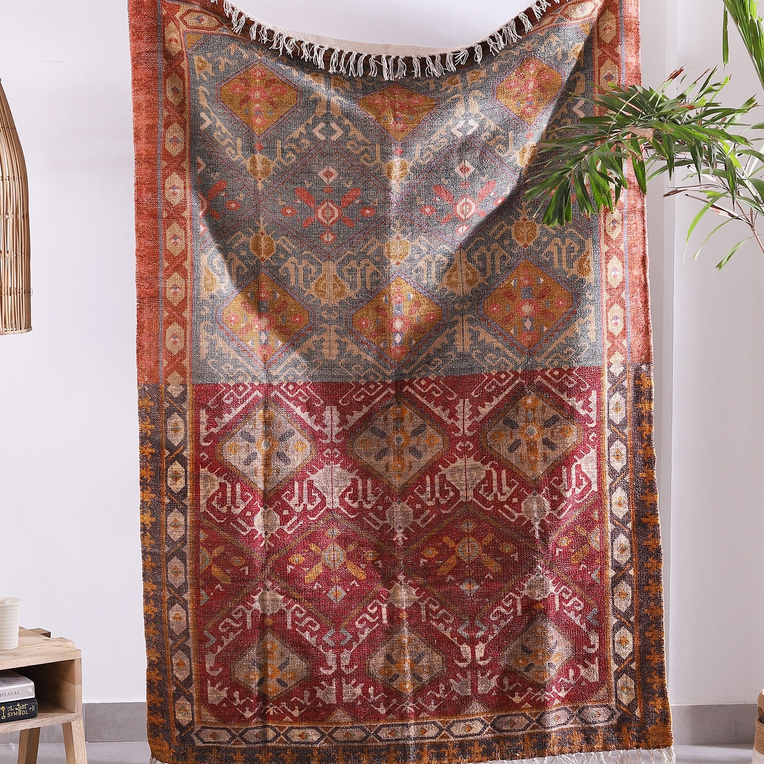 Artistic Bohemian Natural Cotton & Wool Rug