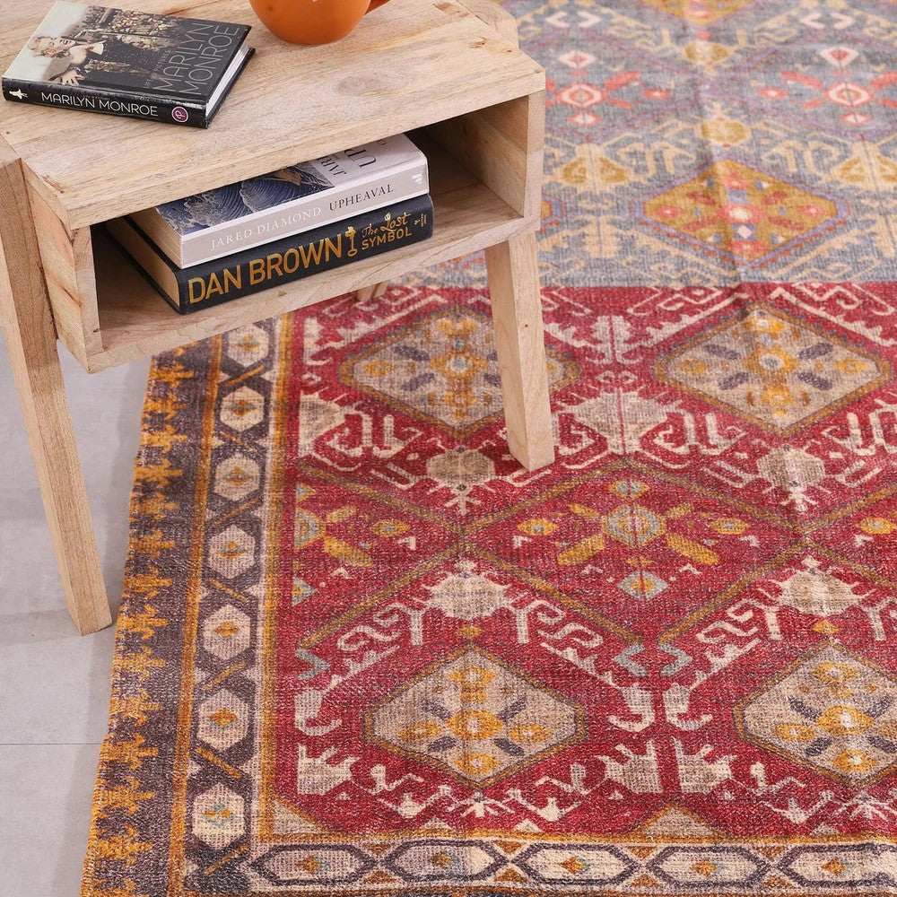 Artistic Bohemian Natural Cotton & Wool Rug
