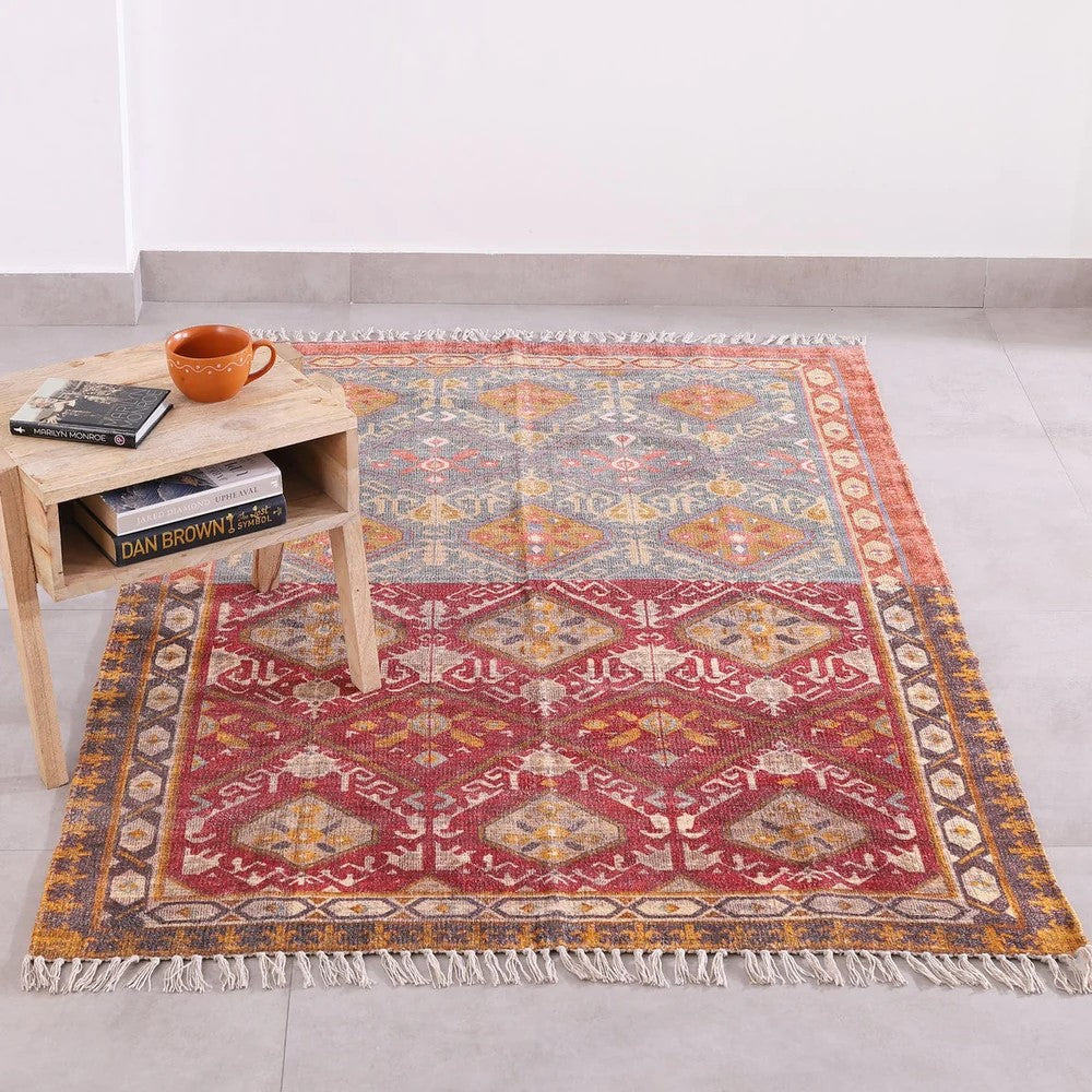 Artistic Bohemian Natural Cotton & Wool Rug