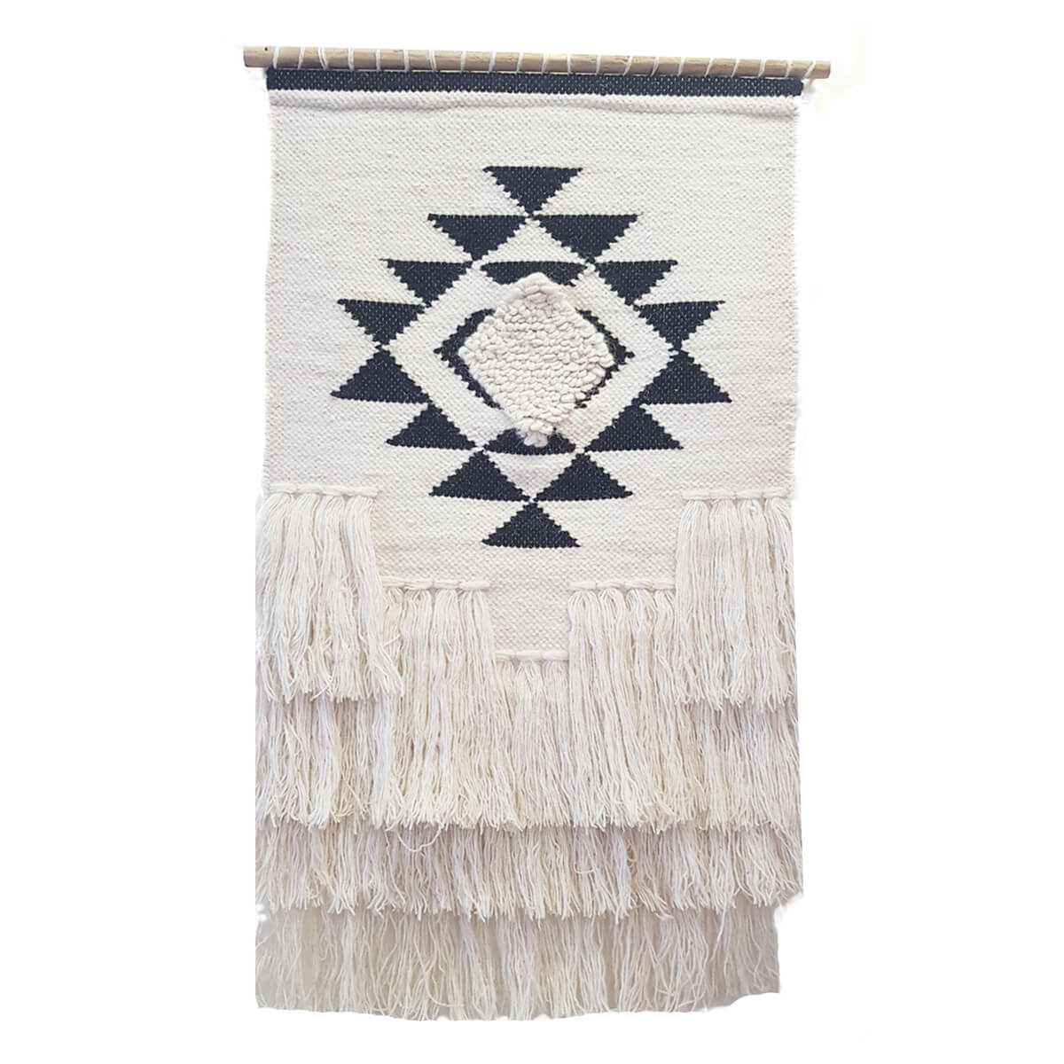 Artistic Woolen Wall Tapestry - Ivory & Black