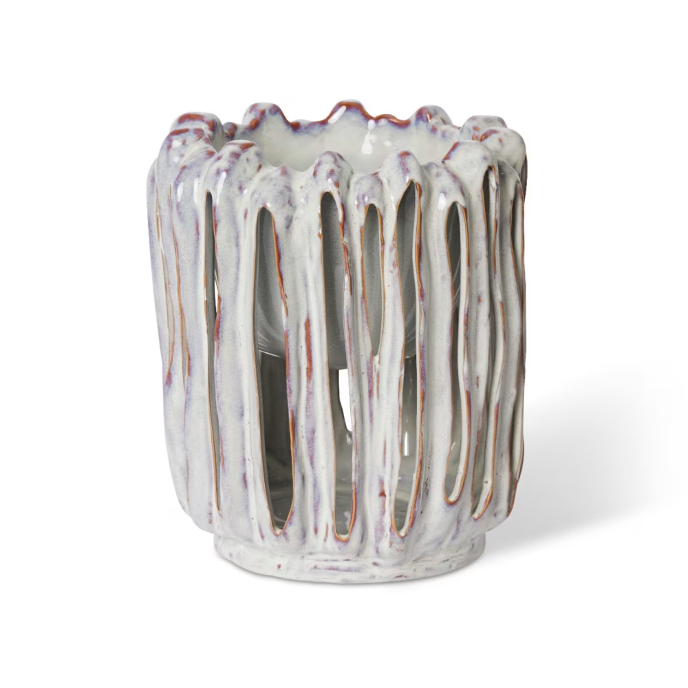 Attractive Striped Ellington Pot - White - Available in 2 Sizes