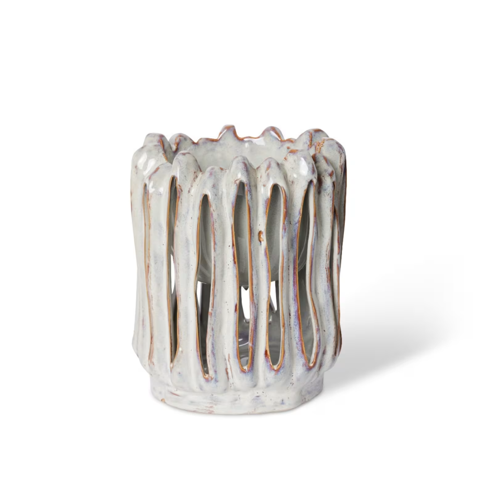 Attractive Striped Ellington Pot - White - Available in 2 Sizes