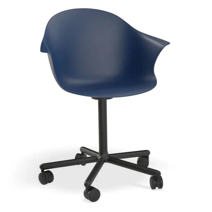 Azure Dark Blue Seat Swivel Base with Castors Dining Armchair
