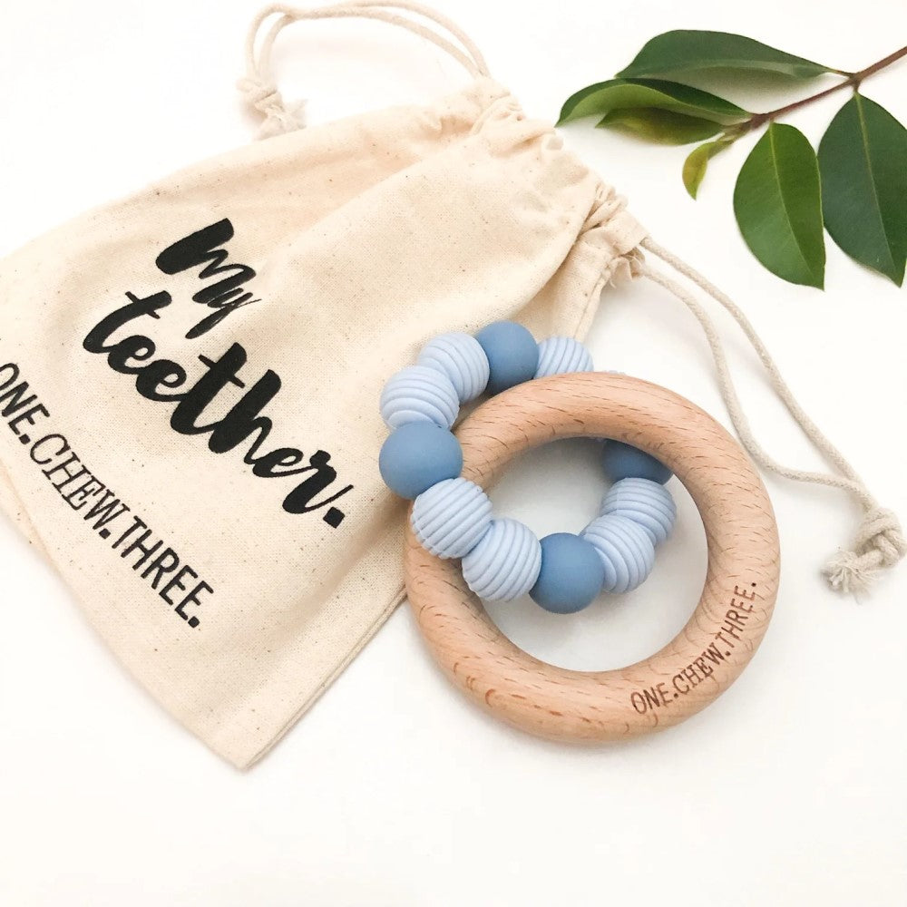 Personalised BEEHIVE Silicone and Beech Wood Teether (Available in 9 Colours)