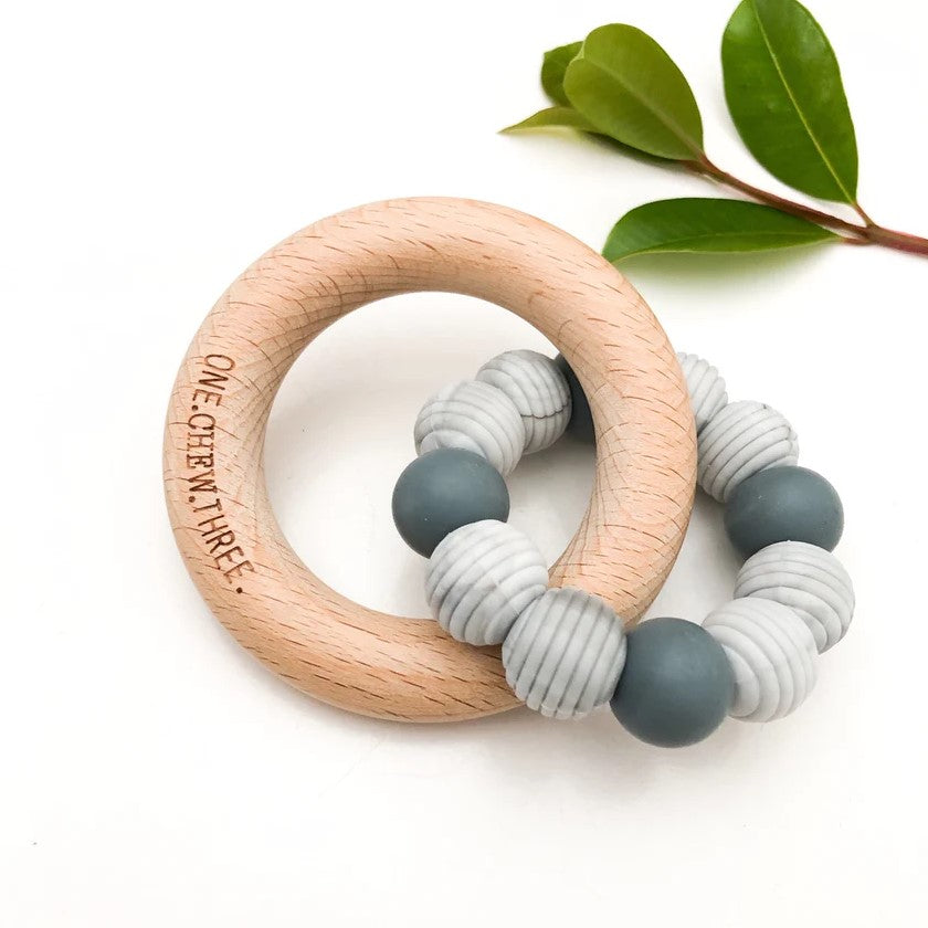 Personalised BEEHIVE Silicone and Beech Wood Teether (Available in 9 Colours)