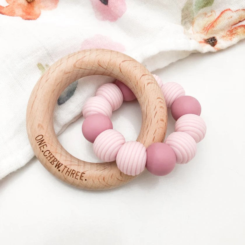 Personalised BEEHIVE Silicone and Beech Wood Teether (Available in 9 Colours)