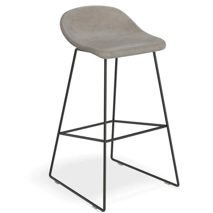 Backless Black Steel Grey Seat High Stool (Available in 2 Sizes)