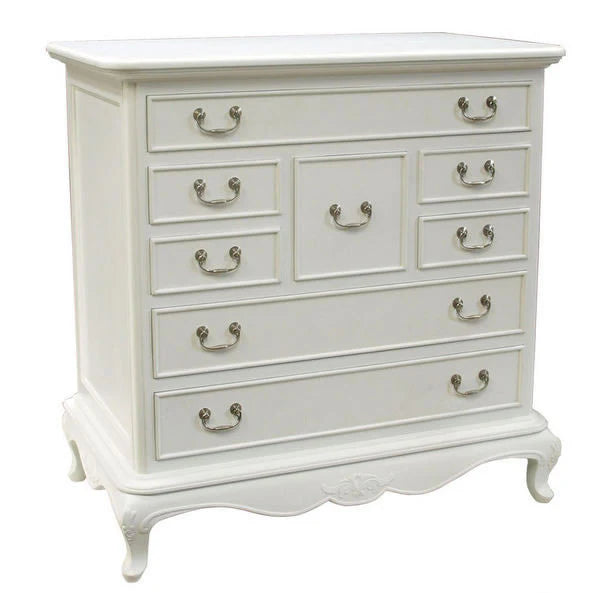 Baroque French Louis Style Chest of Drawers - White