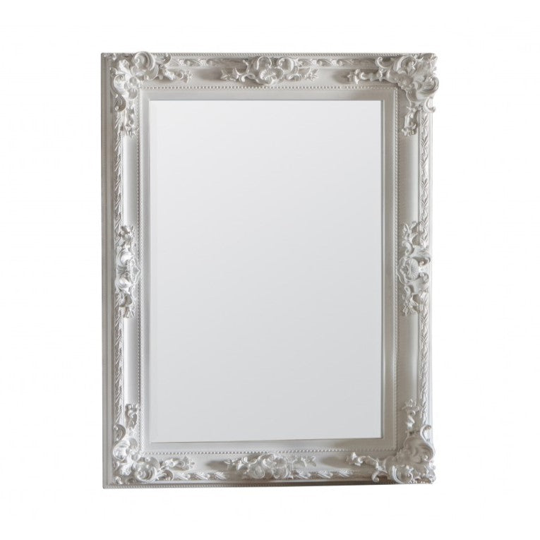 Baroque Sleek White Wooden Wall/Floor Mirror 114cms