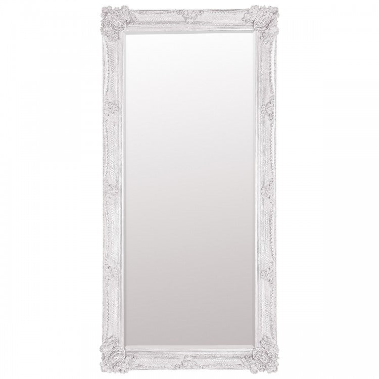 Baroque Wood Framed Wall / Floor Mirror - 165cms Cream