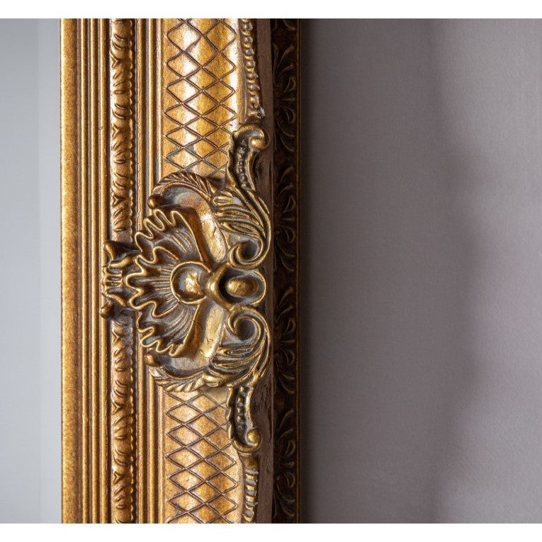 Baroque Wood Framed Wall / Floor Mirror - 109.5cms Gold