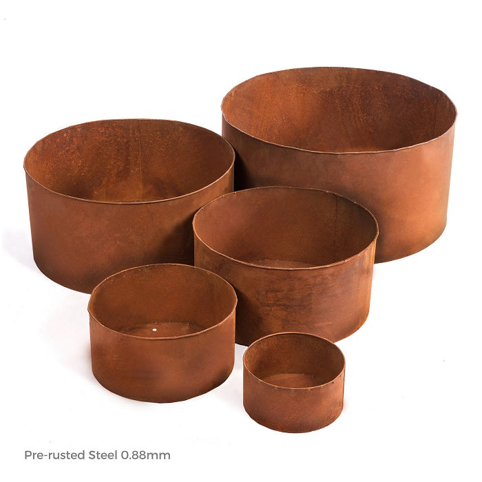 Outdoor Rustic Metal Cylindrical Nesting Drums Set of 5