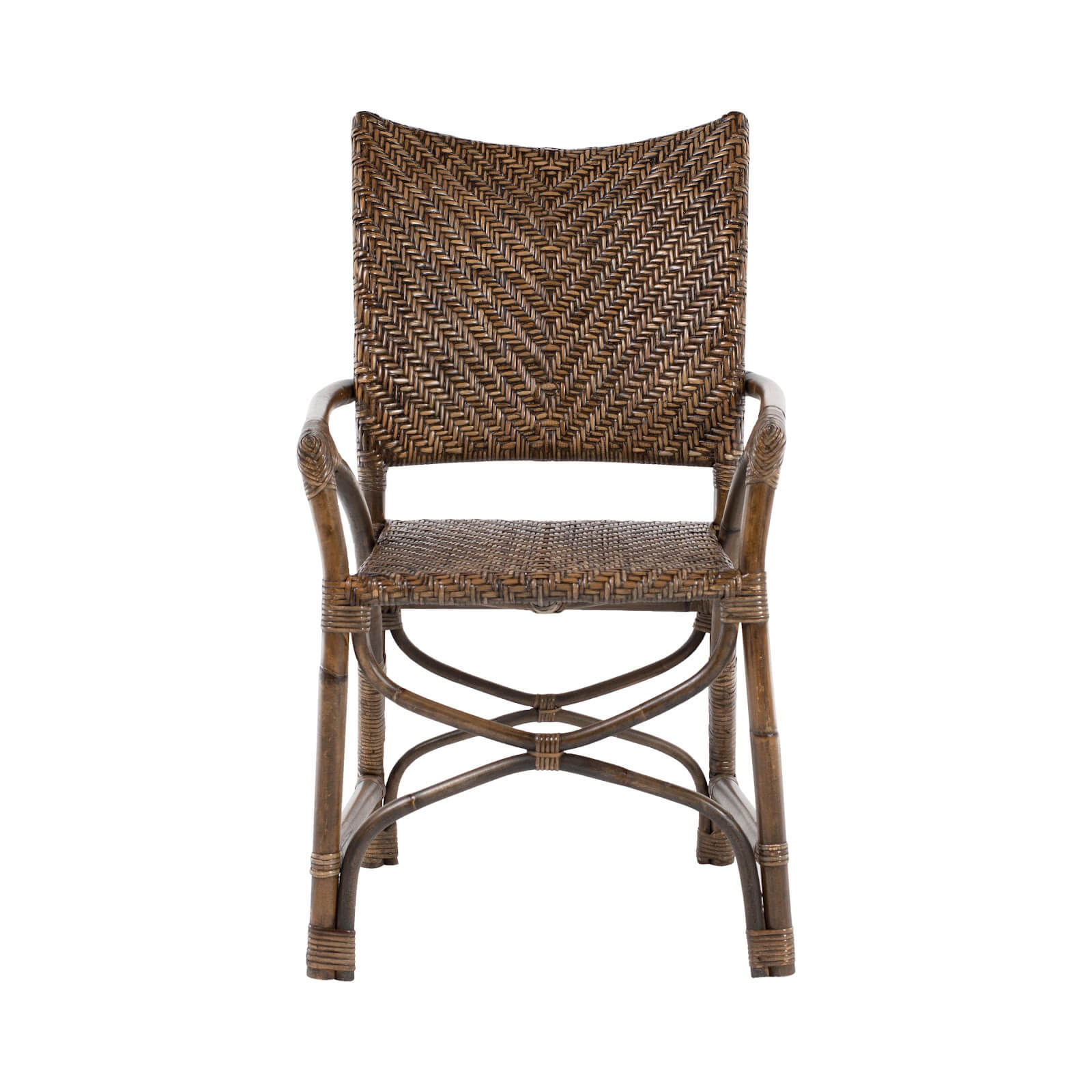 Basket Weave Cane Standard Seat Armchair Set of 2
