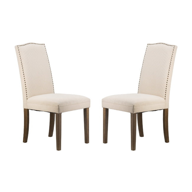 Beige Buttoned Back Armless Dining Chairs - Set of 2