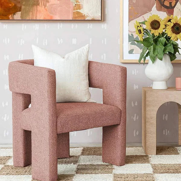 Bella Cozy Boucle Curl Armchair - Dusty Pink