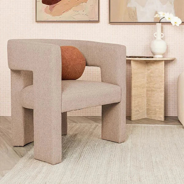 Bella Cozy Boucle Curl Armchair - Weave Bisque