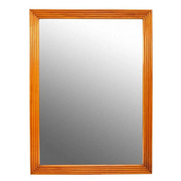 Bespoke Fluted Wooden Rectangle Mirror - Light Mahogany