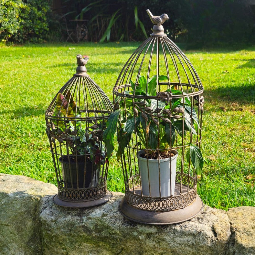 Bird Cage Plant Holder Metal Planters - Set of 2