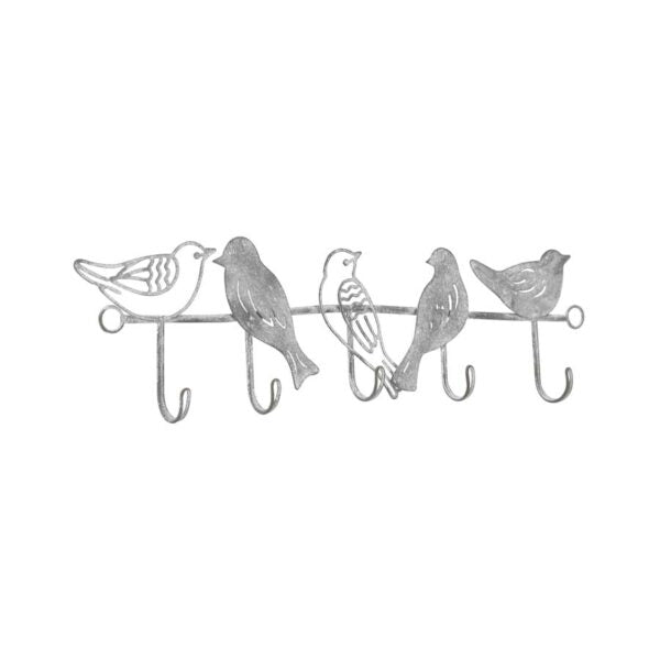 Bird Family 5-Hook Wire Wall Hanging