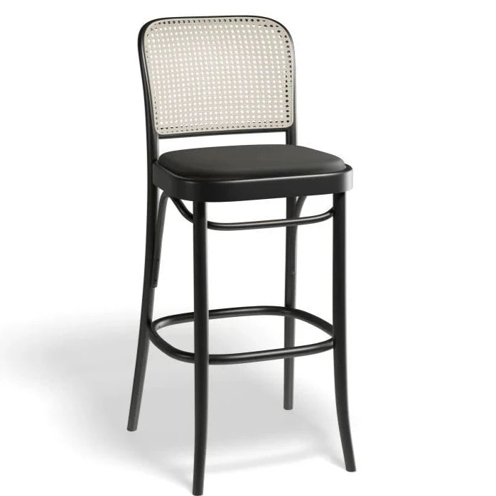 Black Padded Seat Cane Back High Stool (Available in 2 Sizes)