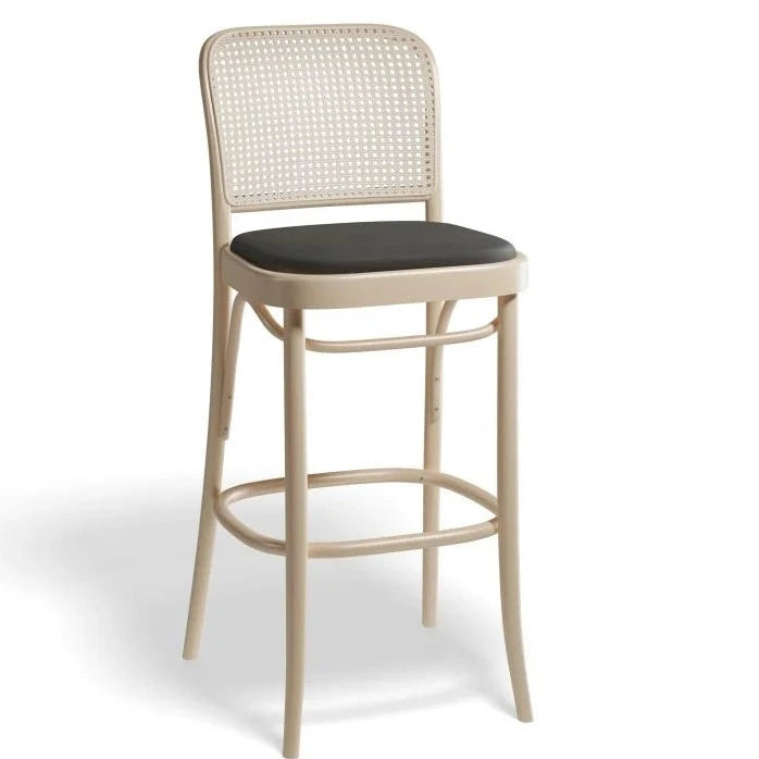 Black Padded Seat Natural Back High Stool (Available in 2 Sizes)