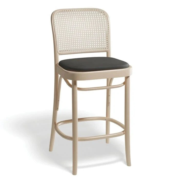 Black Padded Seat Natural Back High Stool (Available in 2 Sizes)