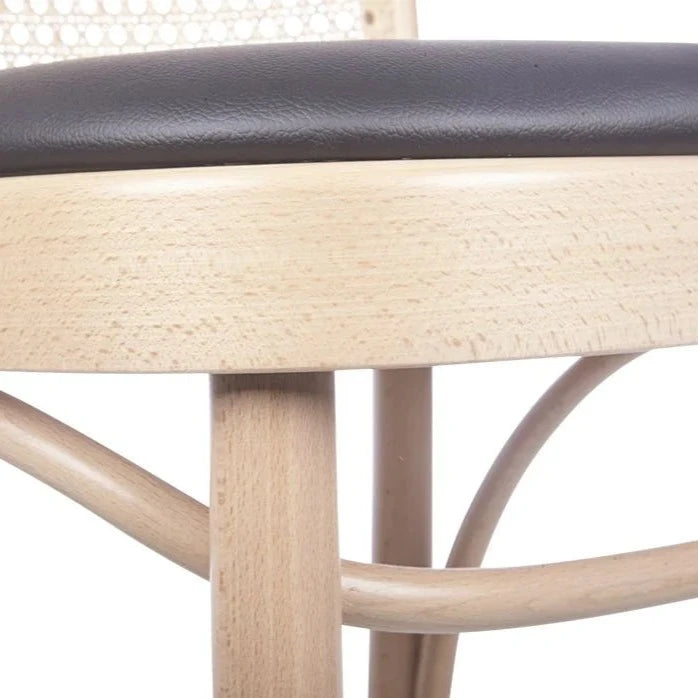 Black Padded Seat Natural Back High Stool (Available in 2 Sizes)
