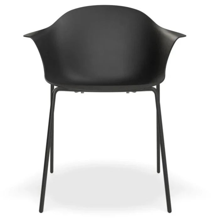 Black Pebble Shell Seat 4 Post Black Base Dining Armchair