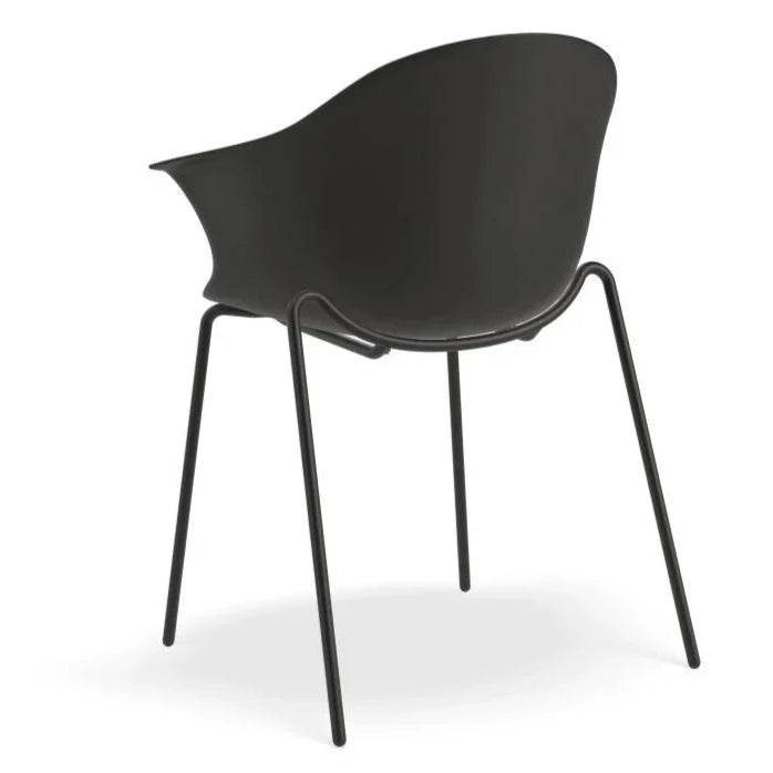 Black Pebble Shell Seat 4 Post Black Base Dining Armchair