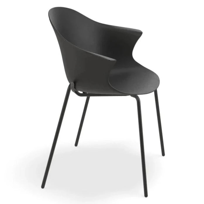 Black Pebble Shell Seat 4 Post Black Base Dining Armchair