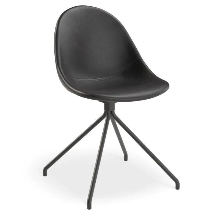 Black Rustic Leather Pyramid Base Dining Chair