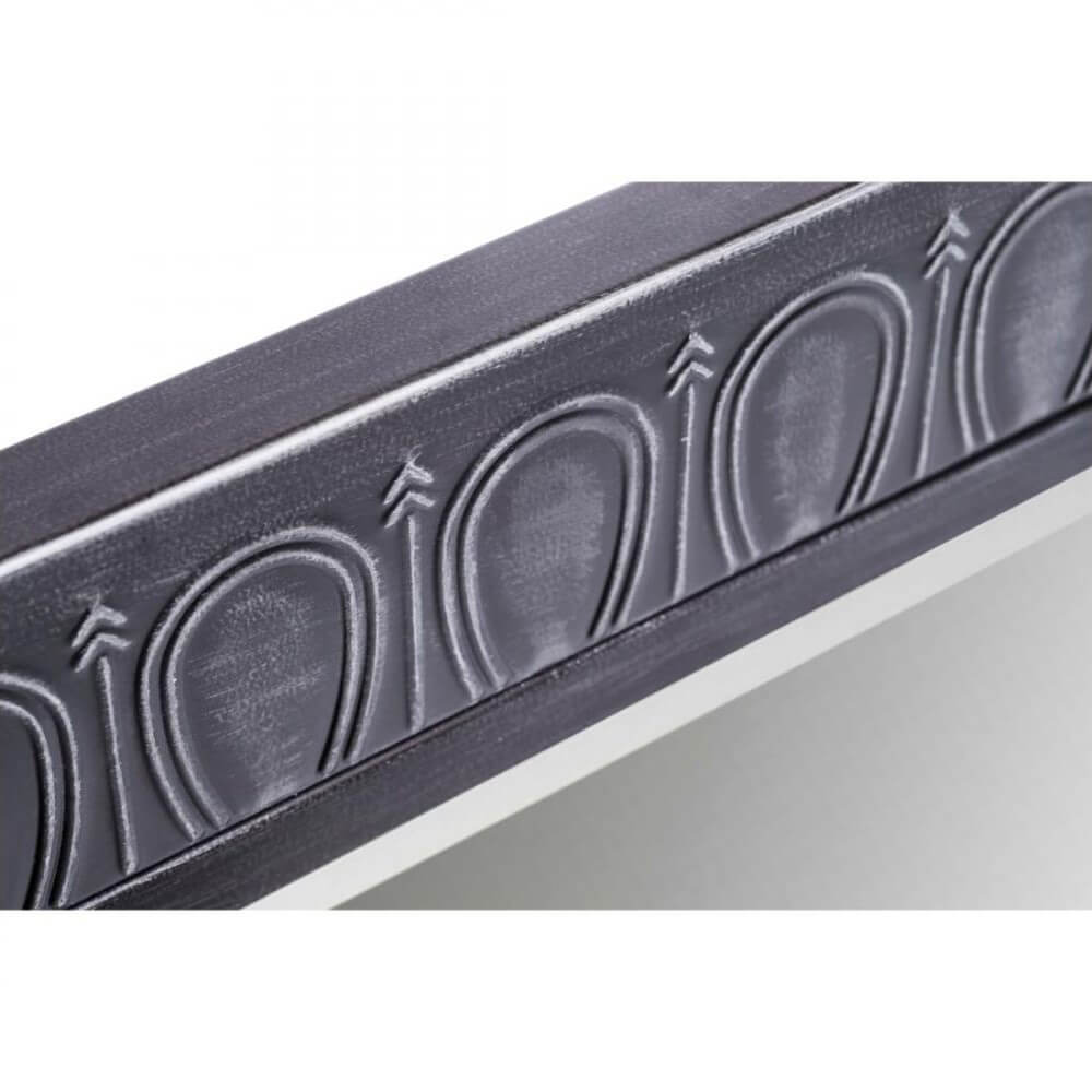 Black Silver Embossed Metal Frame Wall Mirror