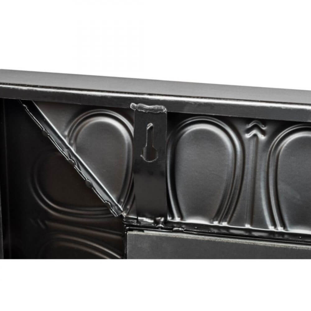 Black Silver Embossed Metal Frame Wall Mirror